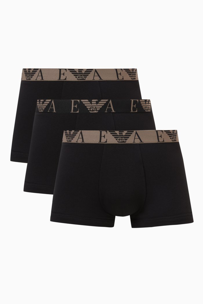 

Logo Trunks in Stretch Cotton, Set of 3, Black