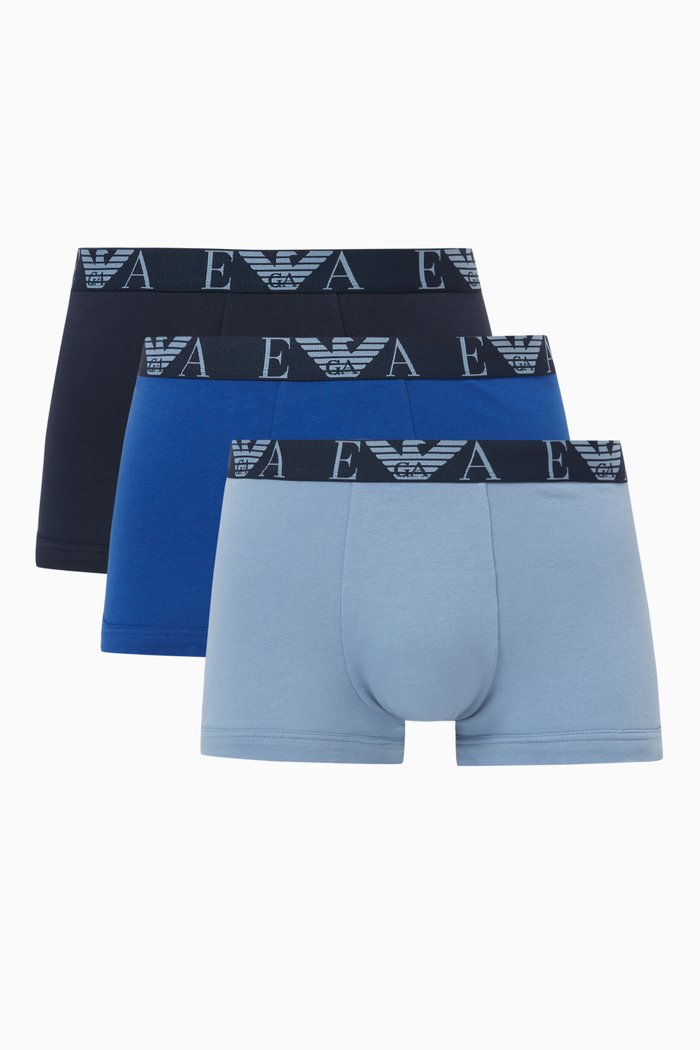 

Logo Trunks in Stretch Cotton, Set of 3, Blue