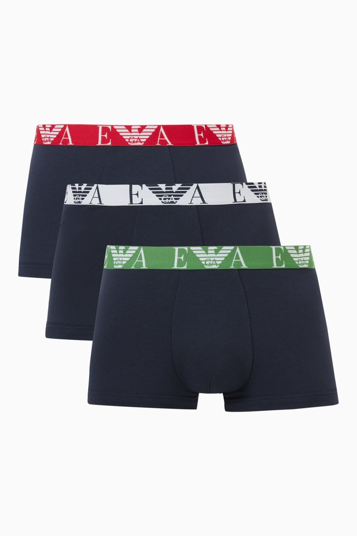 

Logo Trunks in Stretch Cotton, Set of 3, Multicolour