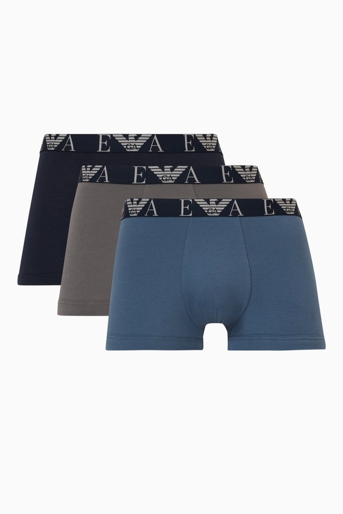 

Logo Trunks in Stretch Cotton, Set of 3, Multicolour