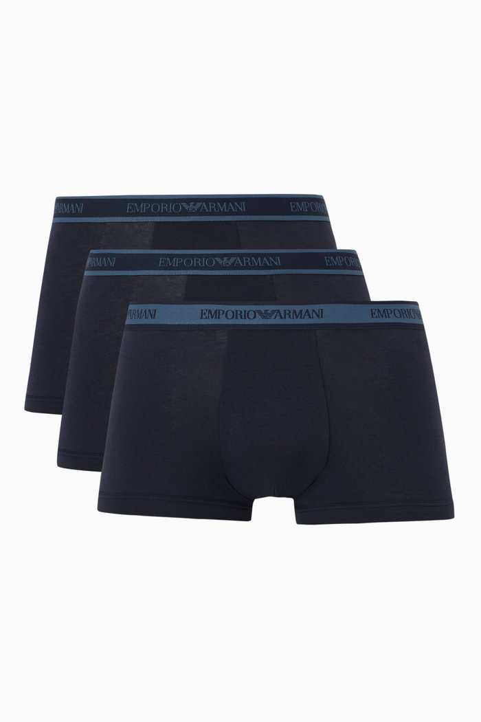 

Logo Tape Briefs in Cotton Knit, Set of 3, Blue
