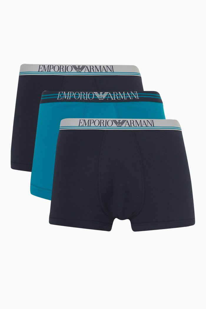

Logo Trunks in Stretch Cotton, Set of 3, Blue