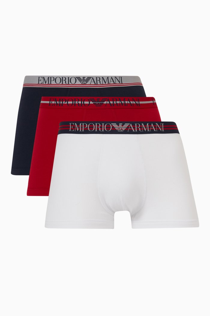 Logo Trunks in Stretch Cotton, Set of 3, Multicolour