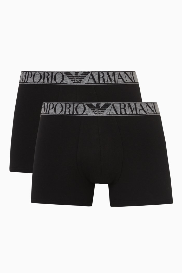 

Boxers in Cotton Jersey, Set of Two, Black