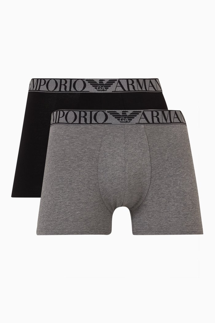 

Boxers in Cotton Jersey, Set of Two, Grey