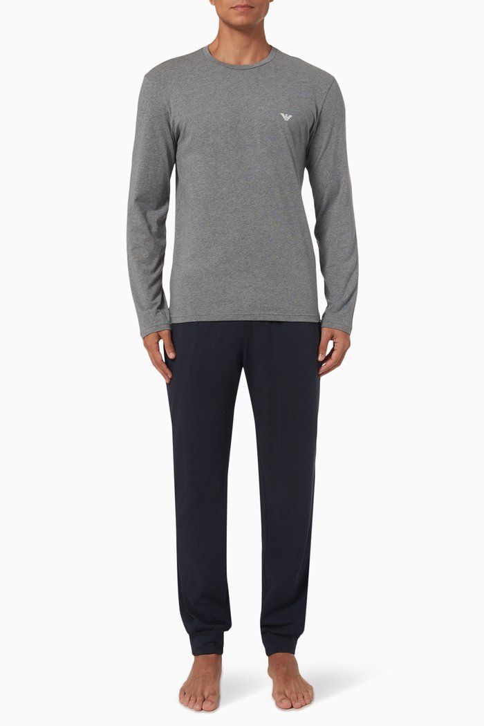 Pyjama Set in Cotton, Grey