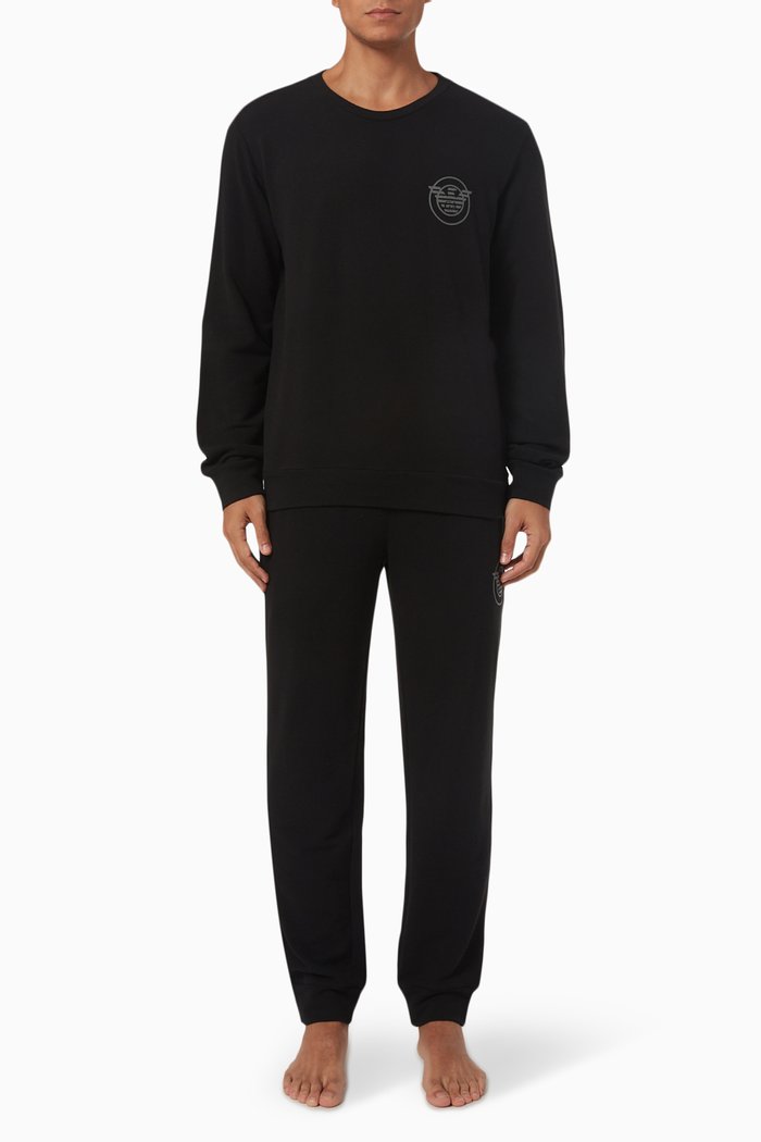 

Set of Sweatshirt and Sweatpants in Fleece, Black