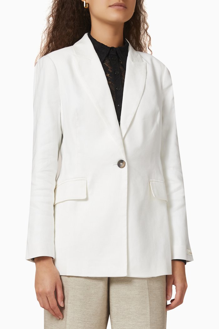 

Stansie Single-breasted Blazer in Linen-blend, White