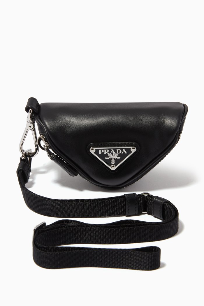

Triangle Pouch with Strap in Saffiano Leather, Black