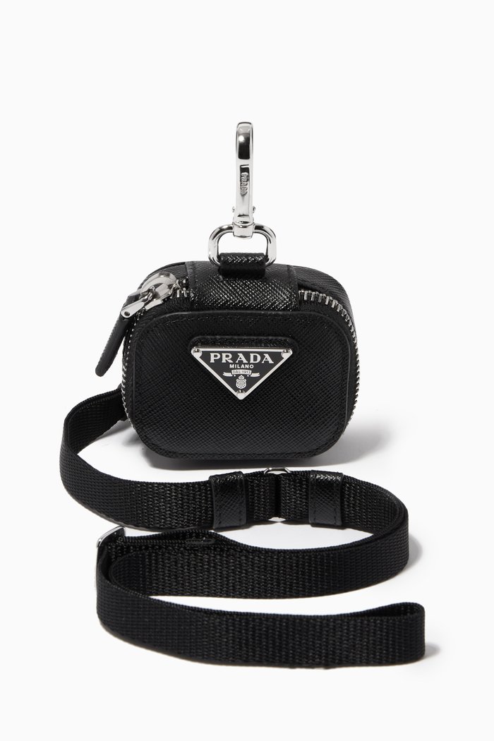 

Shoulder Bag in Re-Nylon & Saffiano Leather, Black