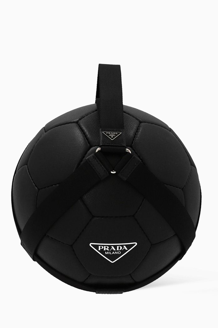 

Logo Print Football in Saffiano Leather, Black
