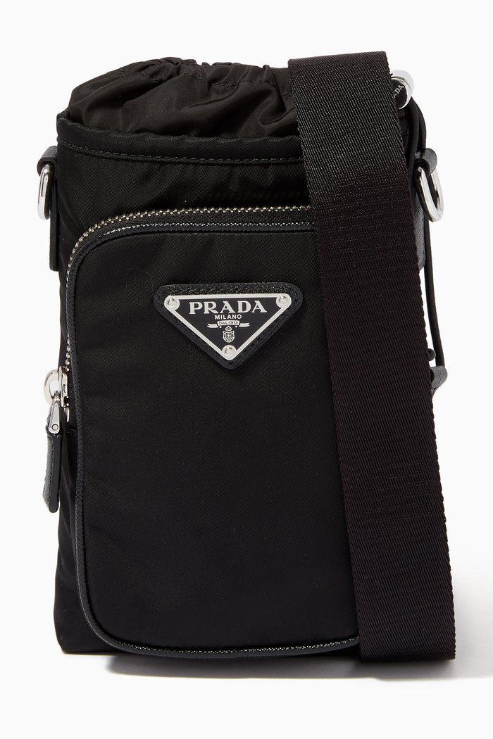 

Smartphone Case Pouch in Re-nylon & Saffiano Leather, Black