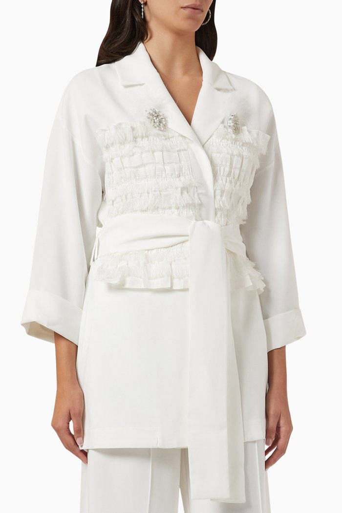 

Tassel Wrap Style Jacket, White