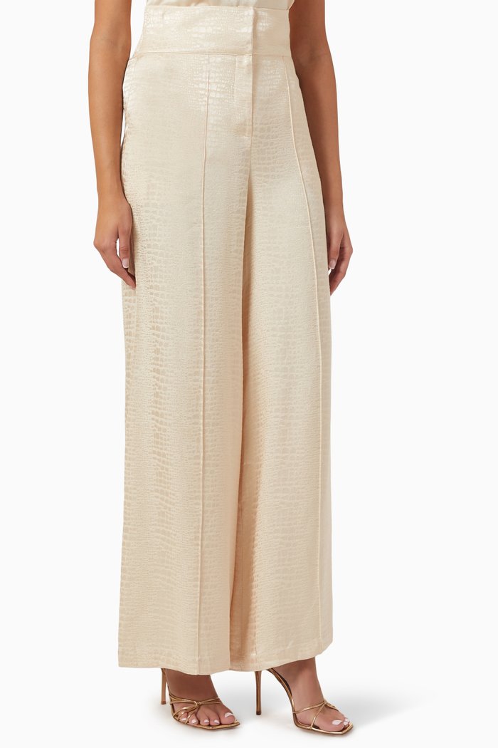 

High-waist Leathery Print Pants, Neutral
