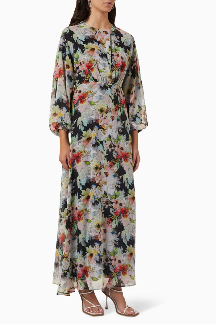 Flower Print Maxi Dress, Multicolour
