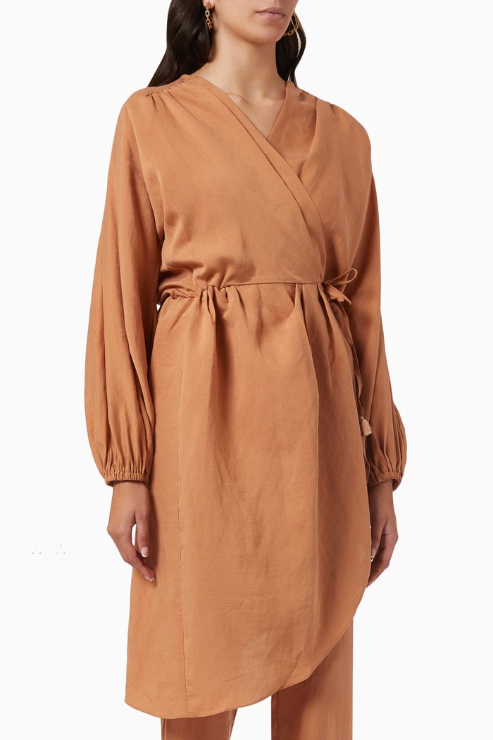 

Wrap Style Tunic, Brown