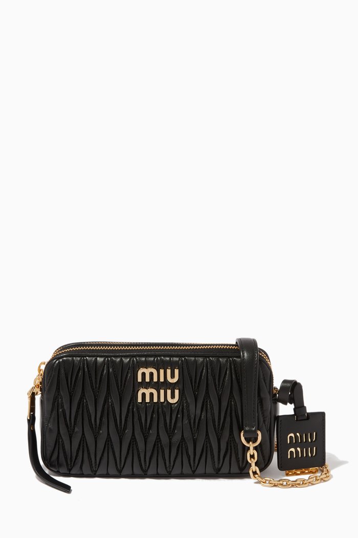 

Logo Small Crossbody Bag in Matelasse Leather, Black