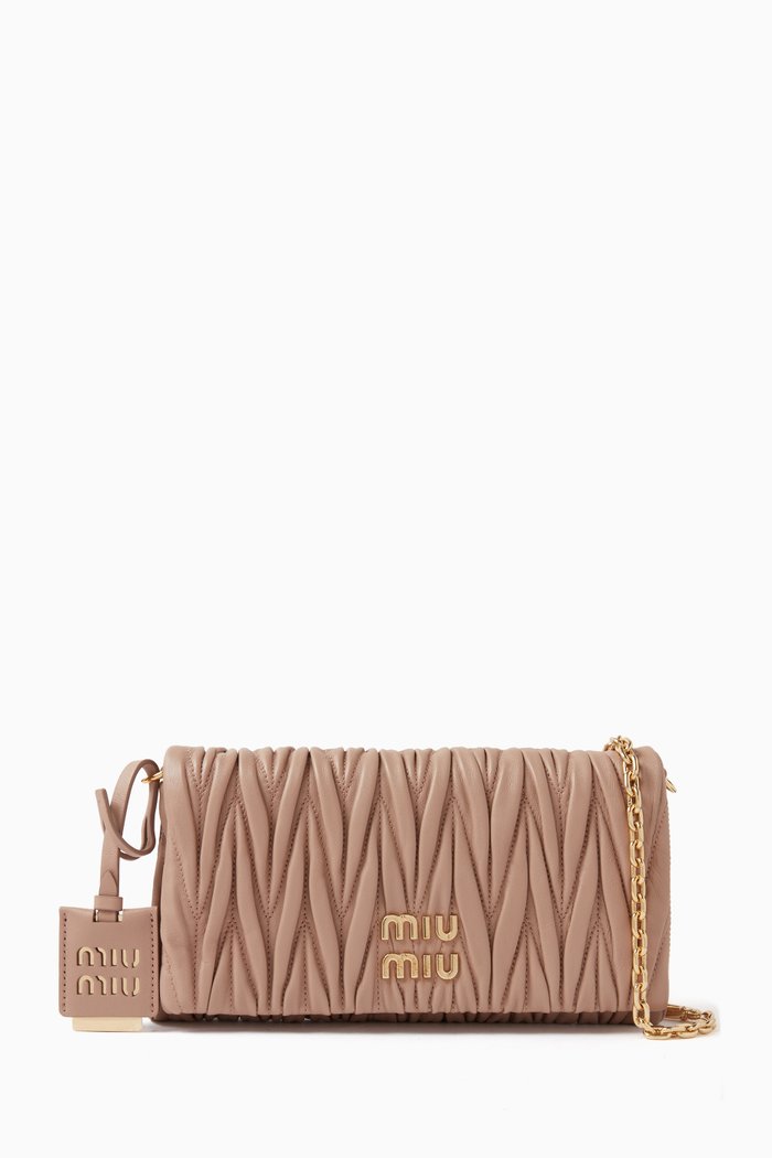 

Small Bandolier Crossbody Bag in Matelasse Nappa Leather, Neutral