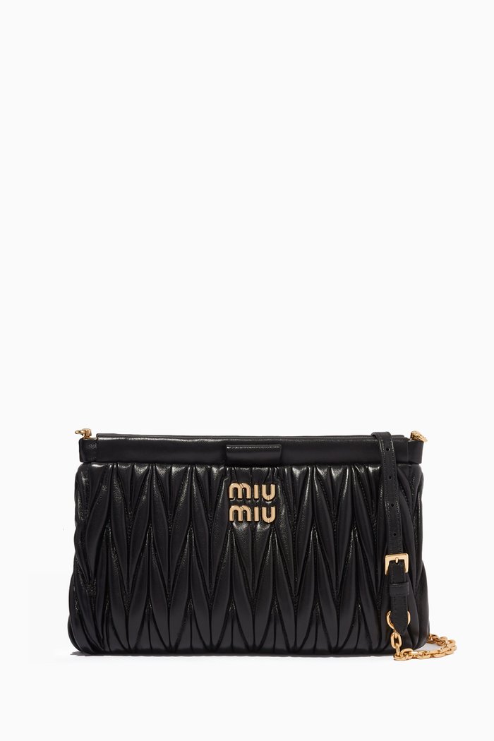 Crossbody Bag in Matelassé Nappa Leather, Black