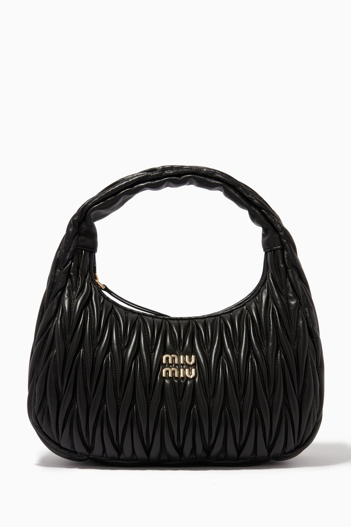 

Miu Wander Hobo Bag in Matelassé Nappa, Black