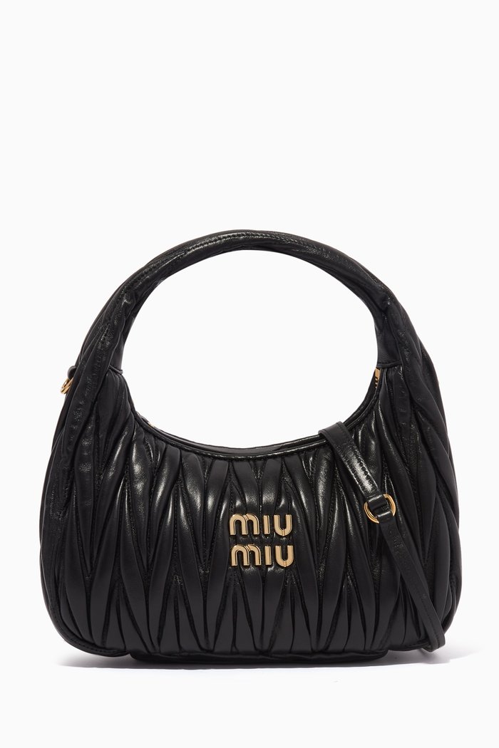 

Wander Mini Shoulder Bag in Matelassé Nappa Leather, Black