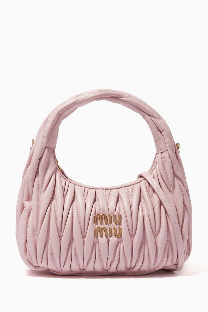 

Wander Mini Shoulder Bag in Matelassé Nappa Leather, Pink