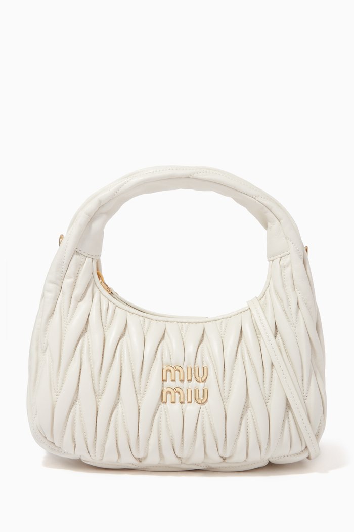 

Wander Mini Shoulder Bag in Matelassé Nappa Leather, White