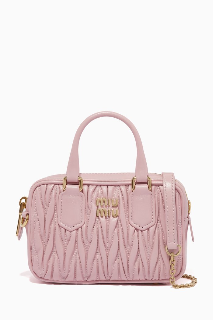

Mini Crossbody Bag in Matelassé Nappa Leather, Pink