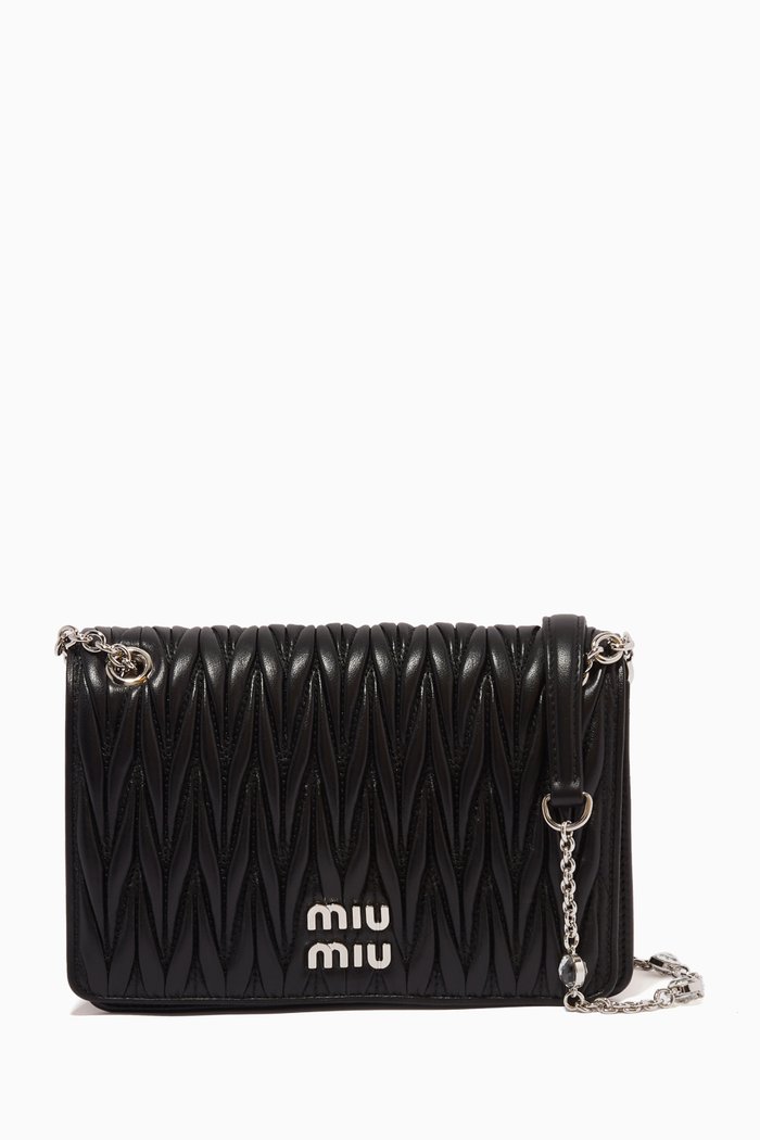 

Small Shoulder Bag in Matelassé Leather, Black