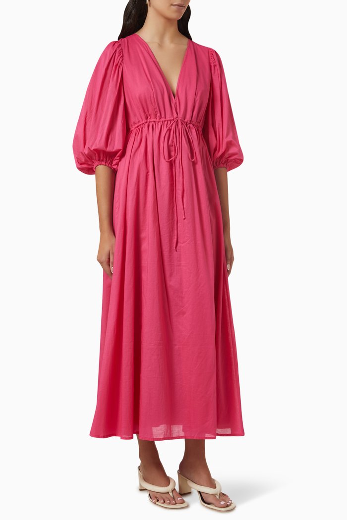 

Amelie Maxi Dress in Linen, Pink
