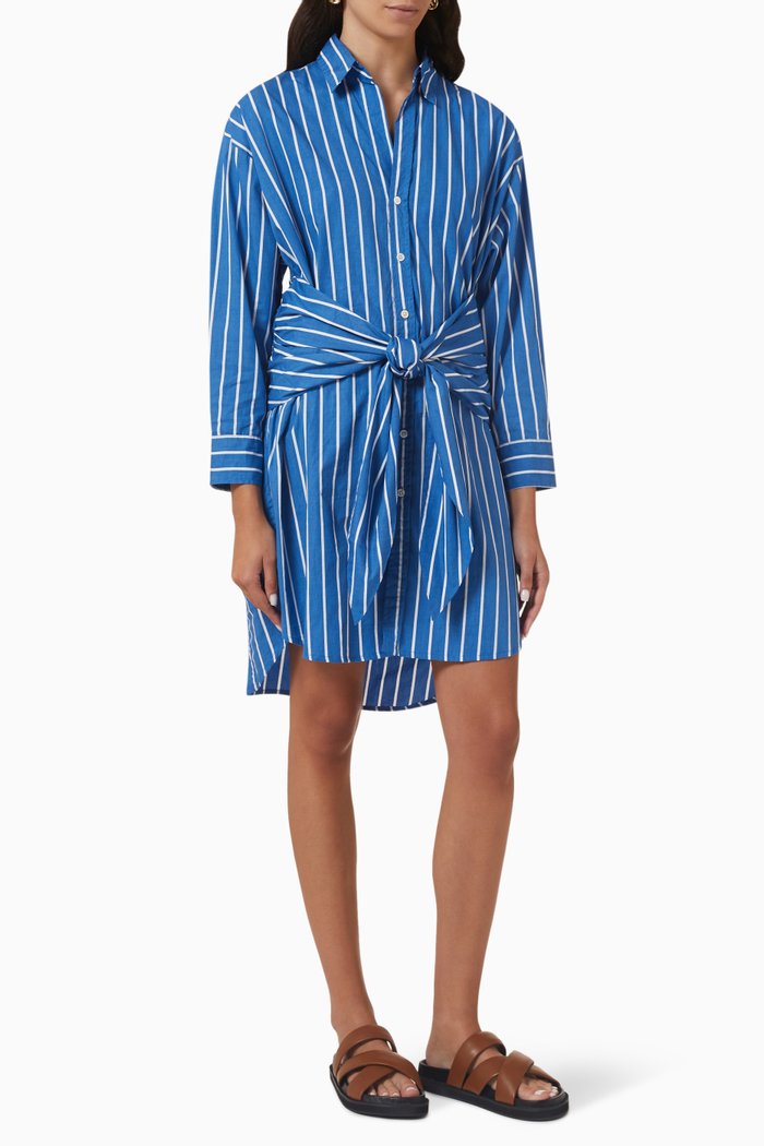 

Norah Shirt Dress in Cotton, Blue