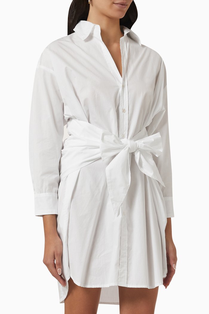 Norah Shirt Dress in Cotton, White