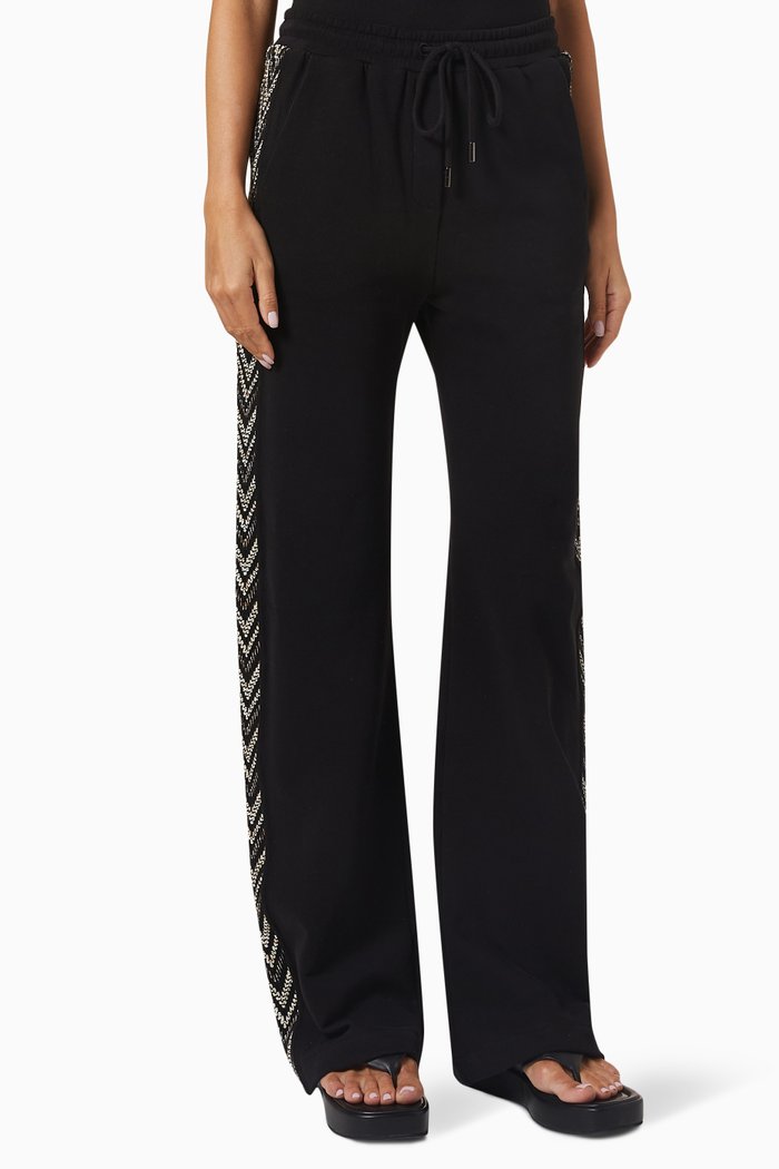 

Zig-zag Striped Sweatpants in Cotton, Black