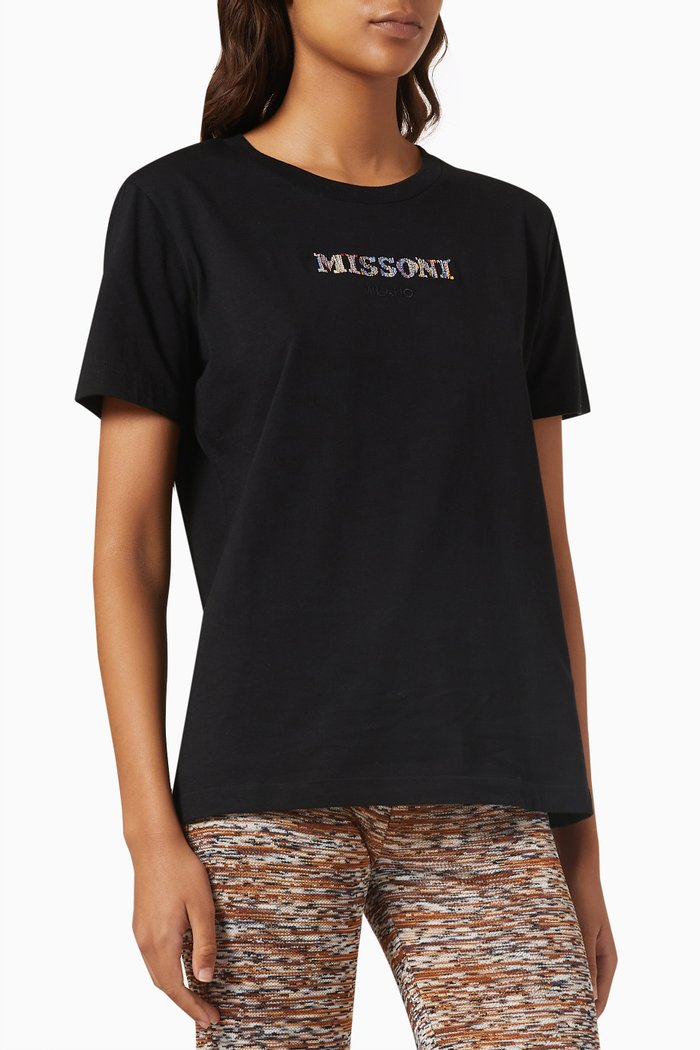 

Logo-embroidered T-shirt in Cotton-jersey, Black