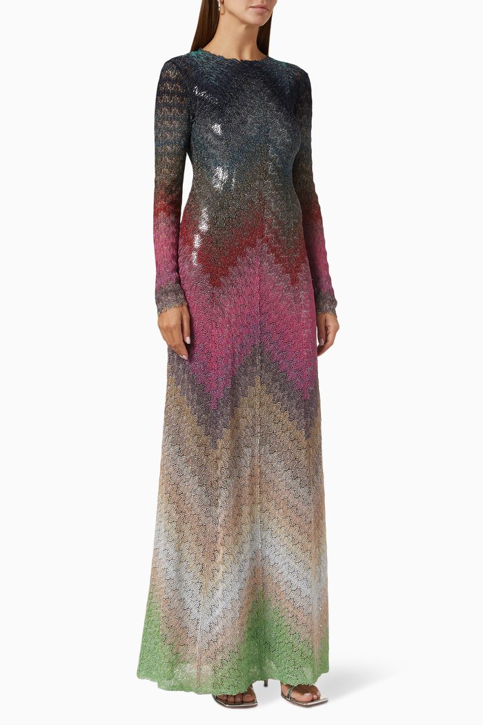 

Zigzag Maxi Dress in Viscose-blend Knit, Multicolour
