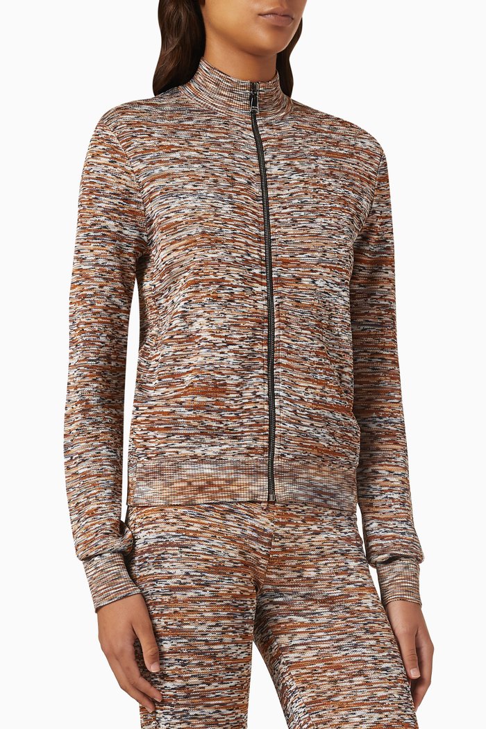 High-neck Zip-up Sweatshirt in Viscose-knit, Neutral
