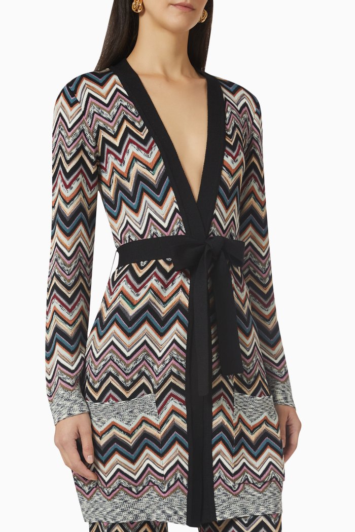

Longline Cardigan in Wool-blend Knit, Multicolour