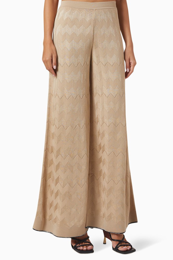 

Chevron Wide-leg Pants in Viscose-knit, Neutral