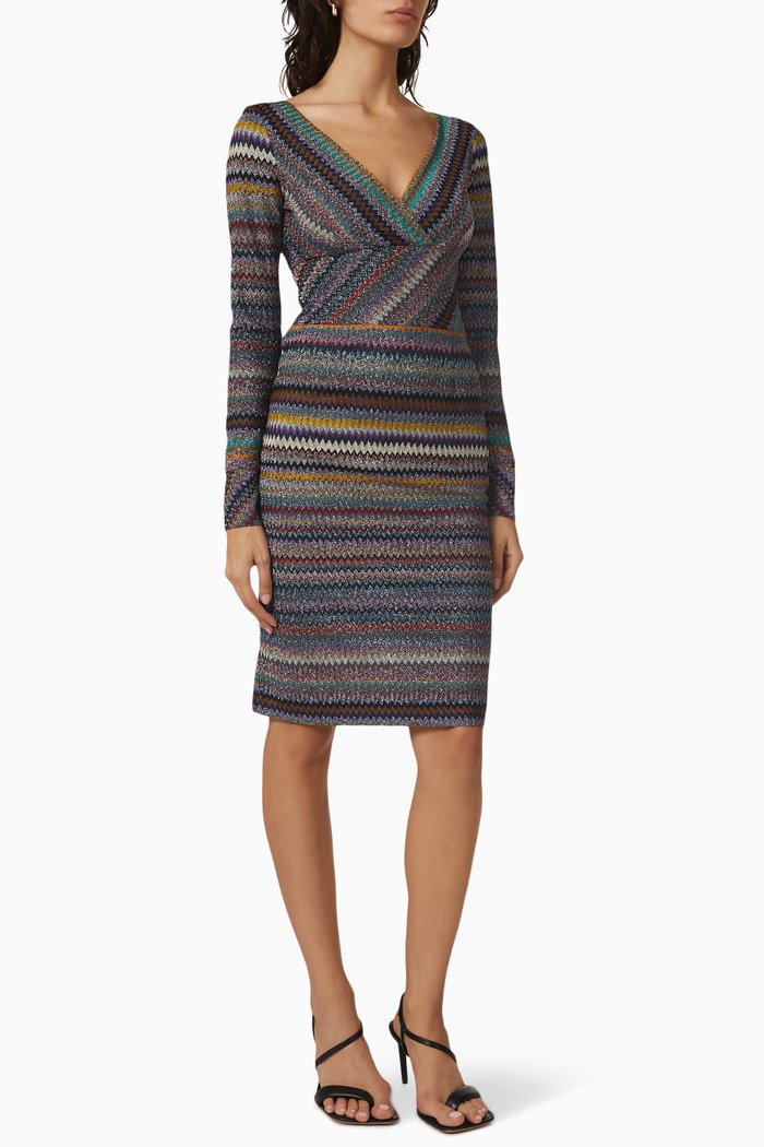 

Multi Stripe Dress in Viscose Blend, Multicolour