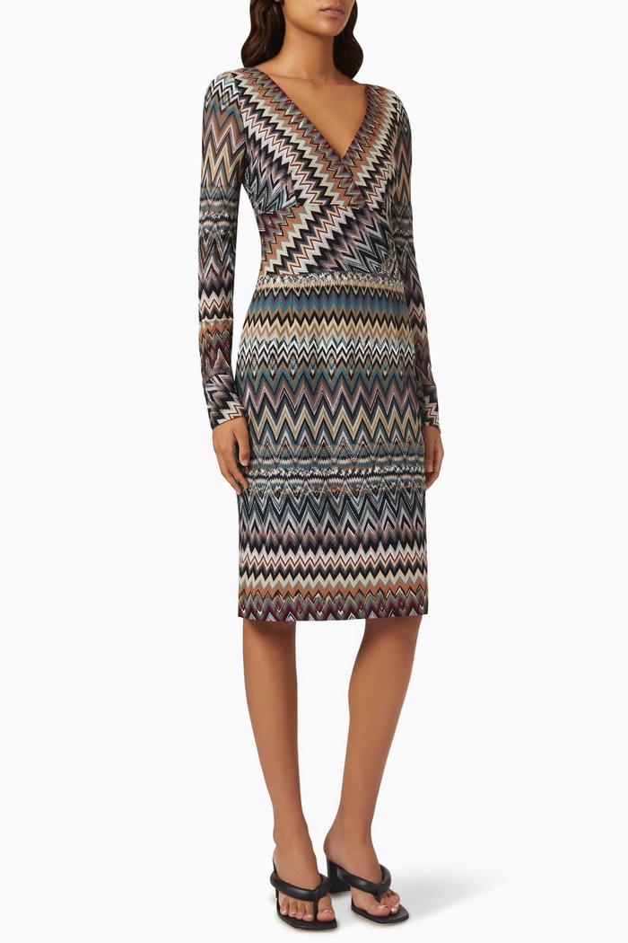 

Multi Stripe Dress in Viscose Blend, Multicolour