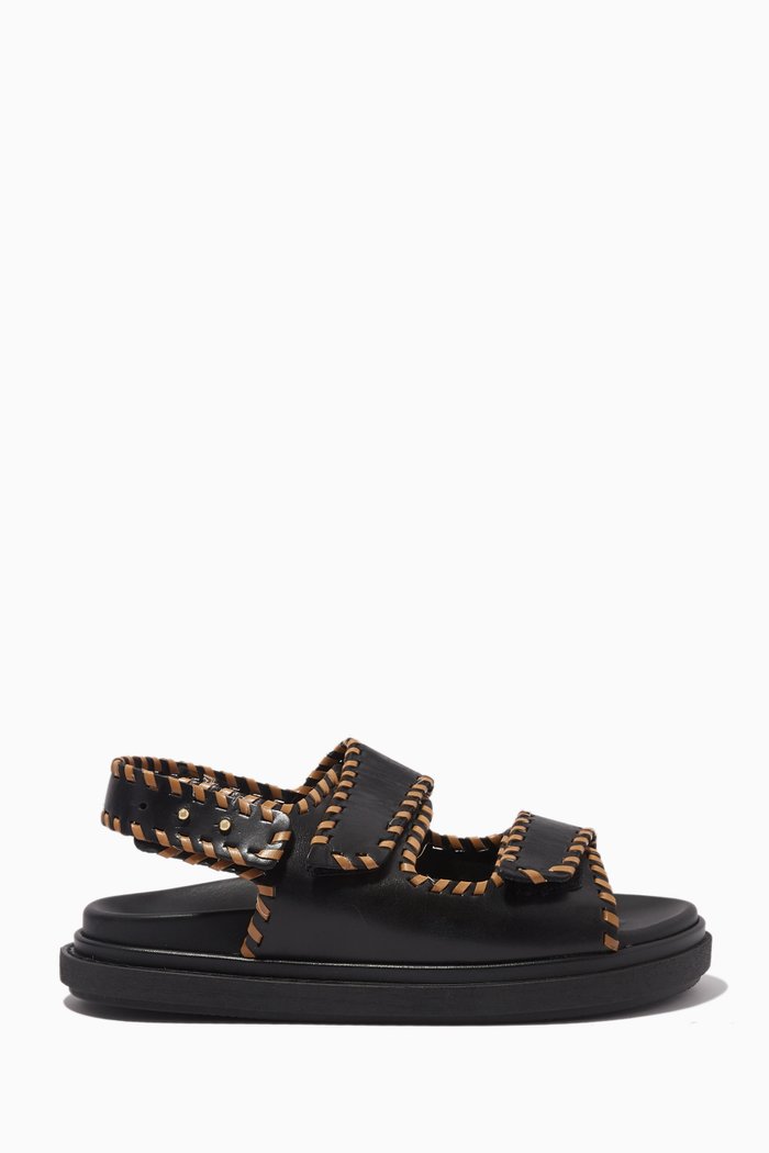 

Barrel Sandals in Leather, Black