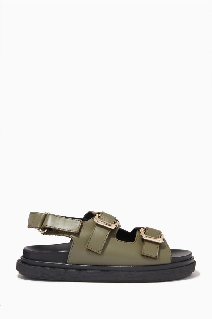 

Harper Sandals in Leather, Green