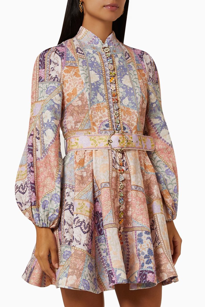 

Kaleidoscope Mini Dress in Linen, Multicolour