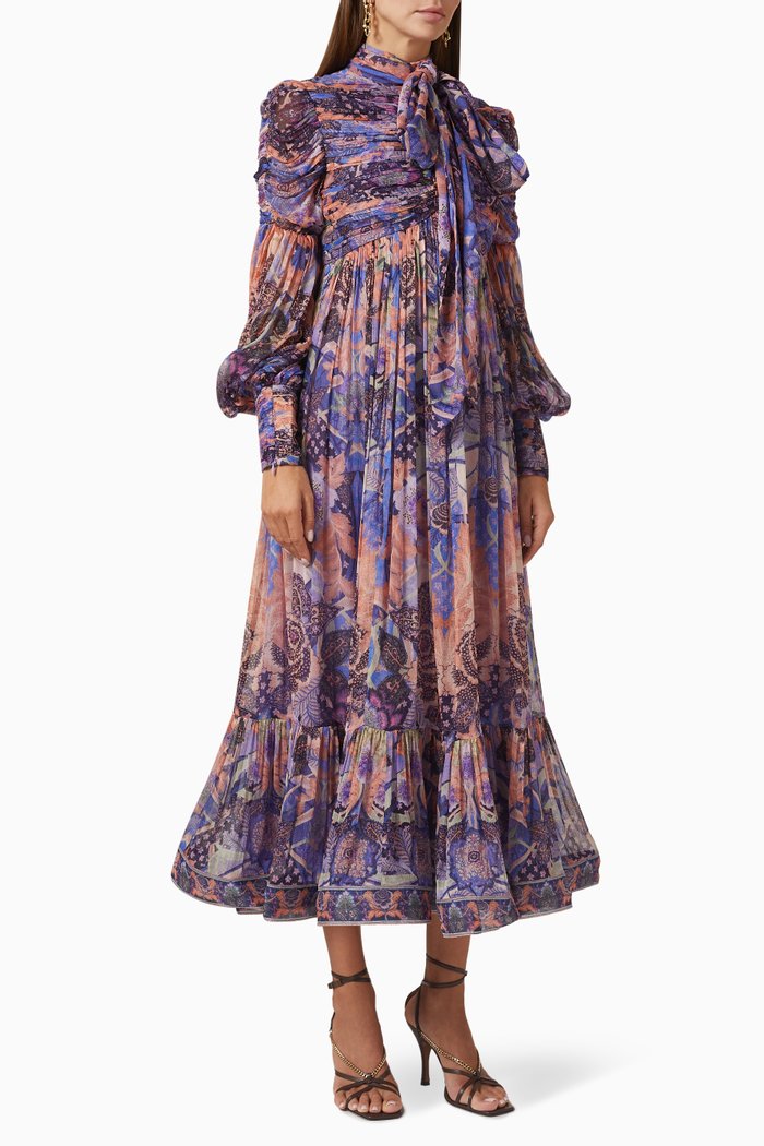 

Celestial Ruched Midi Dress, Multicolour