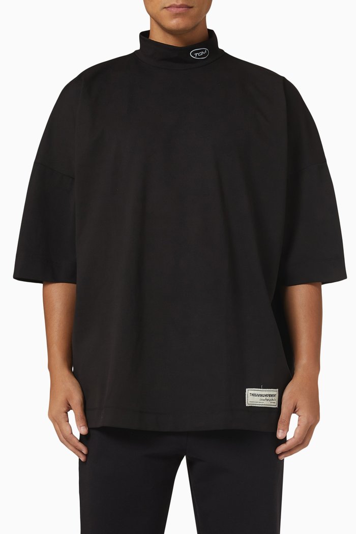 

Recycled High Neck T-shirt in Recycled Blend, Black