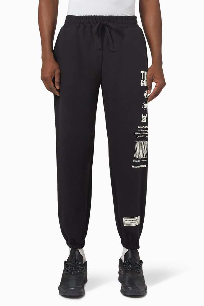 

Oversized Tattoo Print Joggers in Organic Cotton, Black