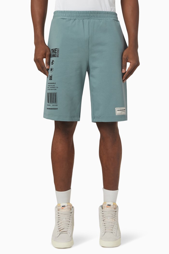 

Tattoo Print Lounge Shorts in Organic Cotton, Blue