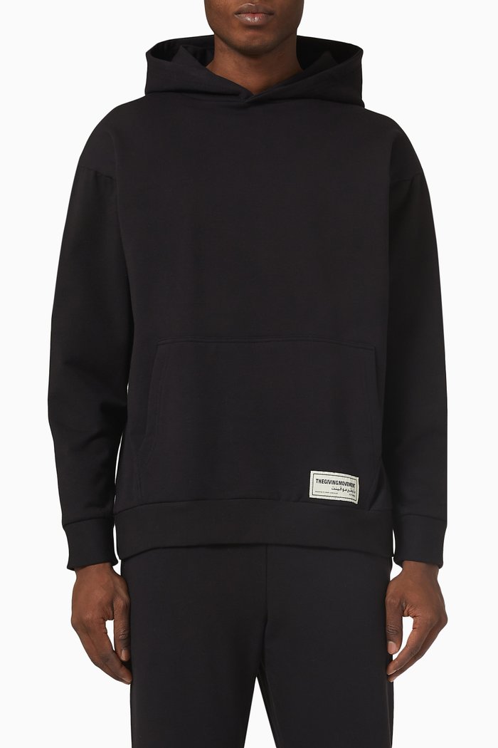 

Lounge Oversized Pocket Hoodie in Organic Cotton, Black