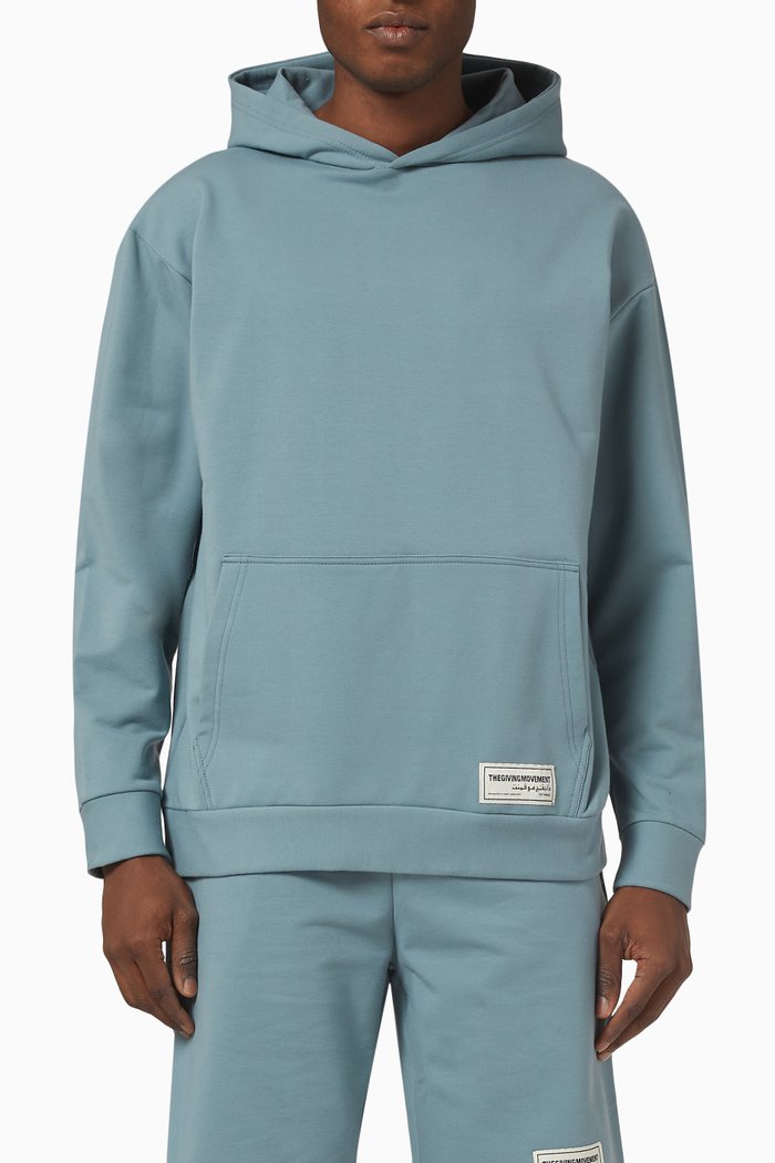 

Lounge Oversized Pocket Hoodie in Organic Cotton, Blue