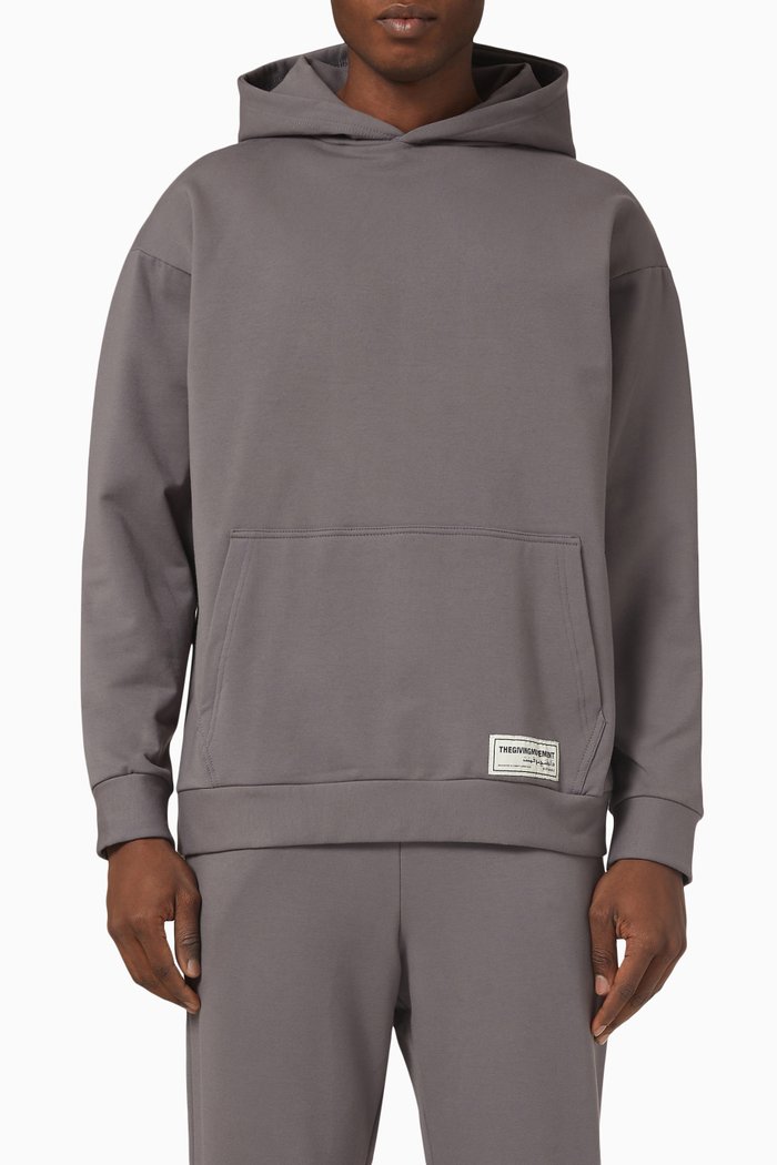 

Lounge Oversized Pocket Hoodie in Organic Cotton, Grey